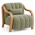 Sillón tapizado con acolchado acanalado, verde y marrón