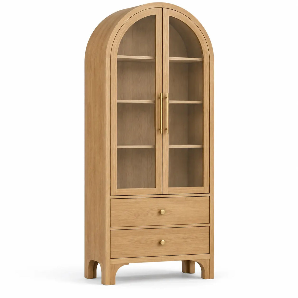 Vitrina de almacenamiento con formas arqueadas, marrón