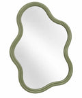 Espejo decorativo con marco de contorno redondeado, verde y plateado