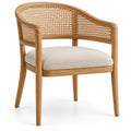 Sillón con estructura abierta con detalles de entramado, beige y marrón